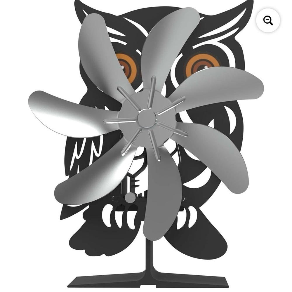 Tanfix 7-Blade Heat Powered Wood Stove Fan with Owl Design and Thermometer